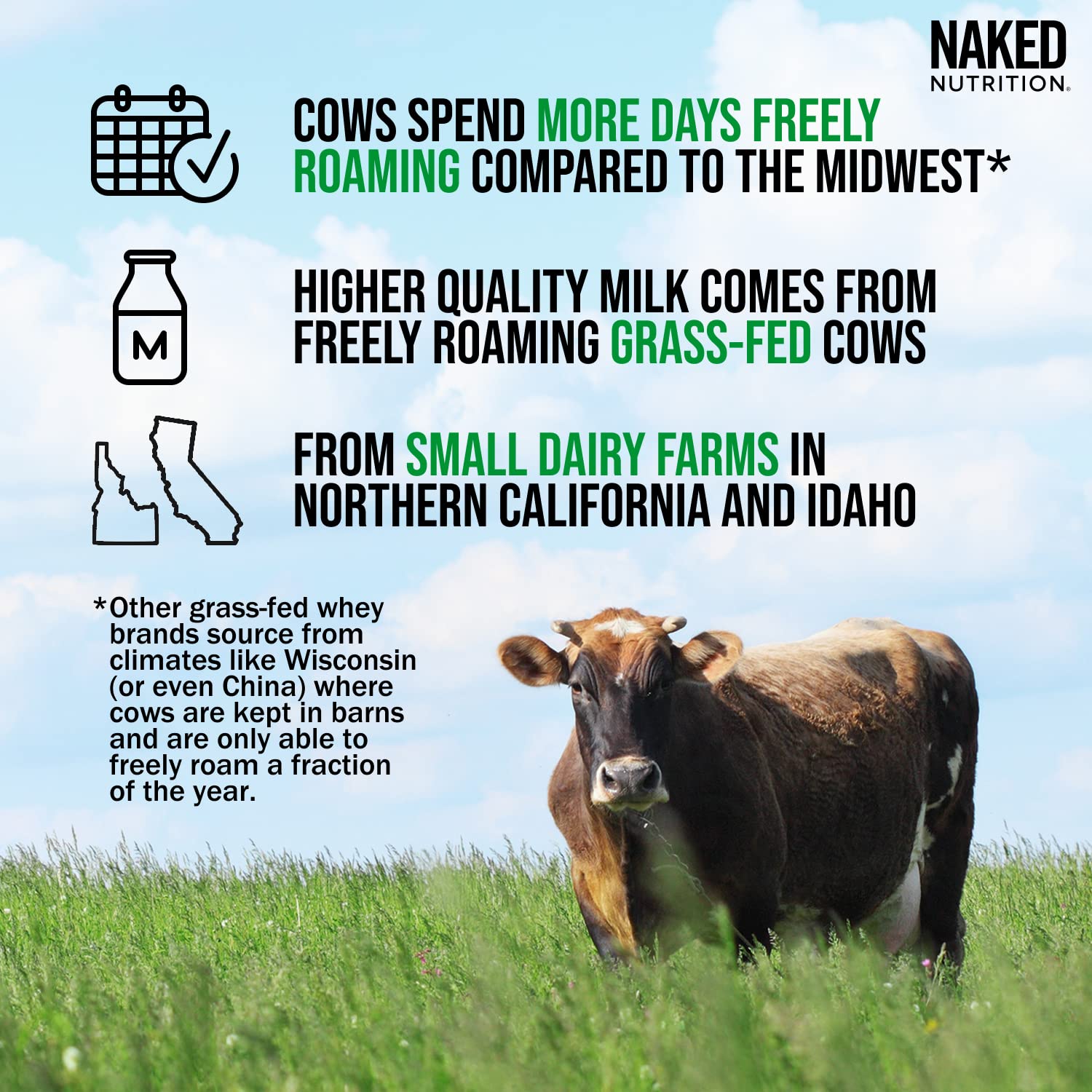 NAKED WHEY 5LB 100% Grass Fed Unflavored Whey Protein Powder - US Farms NAKEDBuy Supplements Australia