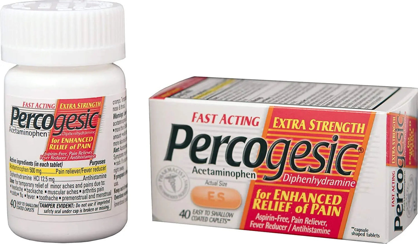 Percogesic Extra Strength Pain Relief | Aspirin Free Dual Action Relief | 40 Coated Caplets (6 Pack) PercogesicBuy Supplements Australia