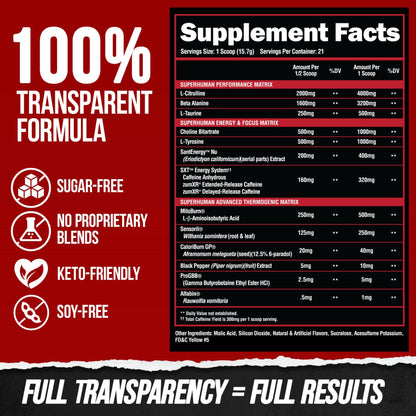ALPHA LION Superhuman Burn – 2 in 1 Metabolism Booster Pre Workout and Thermogenic Burner for Men – Appetite Suppressant