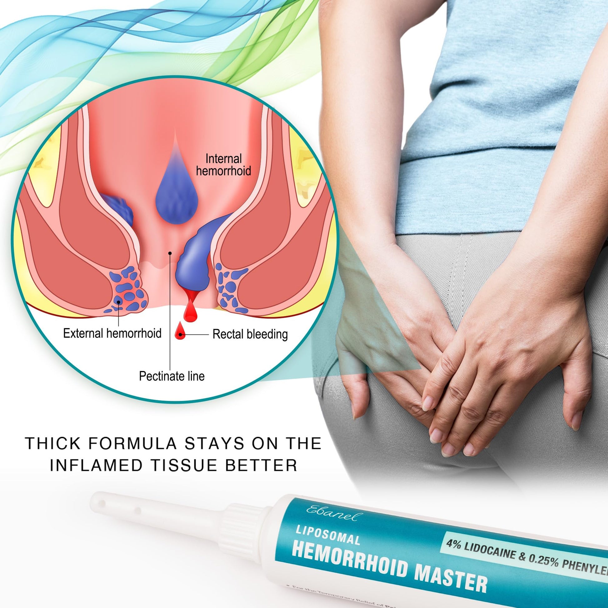 Ebanel 4% Lidocaine Hemorrhoid Treatment Ointment with Phenylephrine, Witch Hazel, Vitamin B6, Zinc Oxide, Frankincense, External and Internal Hemorrhoids Treatment Burn Itch Pain Relief Anal Cream EbanelBuy Supplements Australia