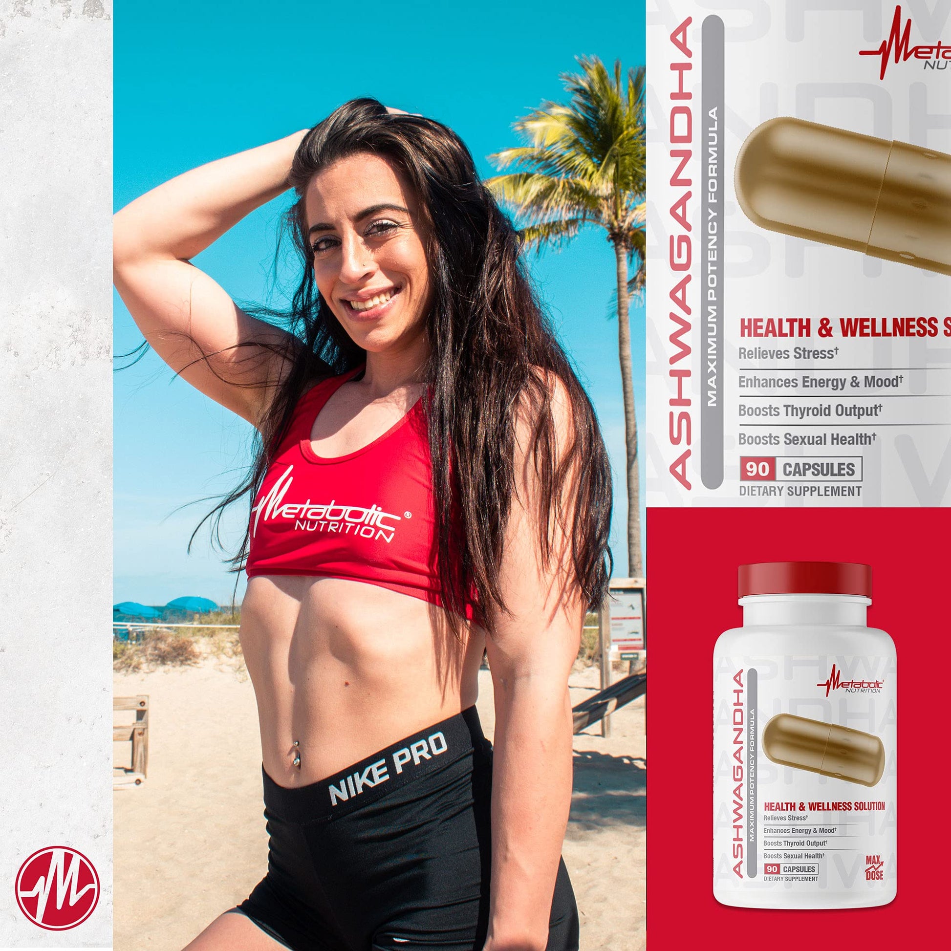 Metabolic Nutrition Ashwagandha 2200mg Made with Organic Ashwagandha Powder and Black Pepper Extract, 90 Vegan Capusles Metabolic NutritionBuy Supplements Australia
