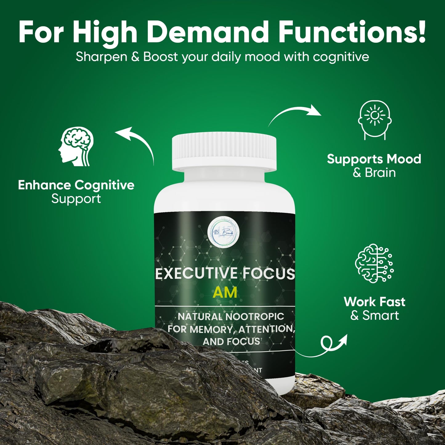 12-in-1 Natural Nootropic Brain Supplement for Memory and Focus, Nootropic for Men & Women, Brain Support Pill for Adults, Brain Vitamins - Focus 30 Day Supply Executive FocusBuy Supplements Australia