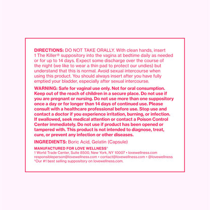 Love Wellness The Killer & Flora Power | Vaginal Suppository Duo with Boric Acid, Probiotics & Vitamin C | Supports pH Balance, Odor Control & Feminine Health | Fragrance-Free, Non-GMO & Paraben Free Love WellnessBuy Supplements Australia