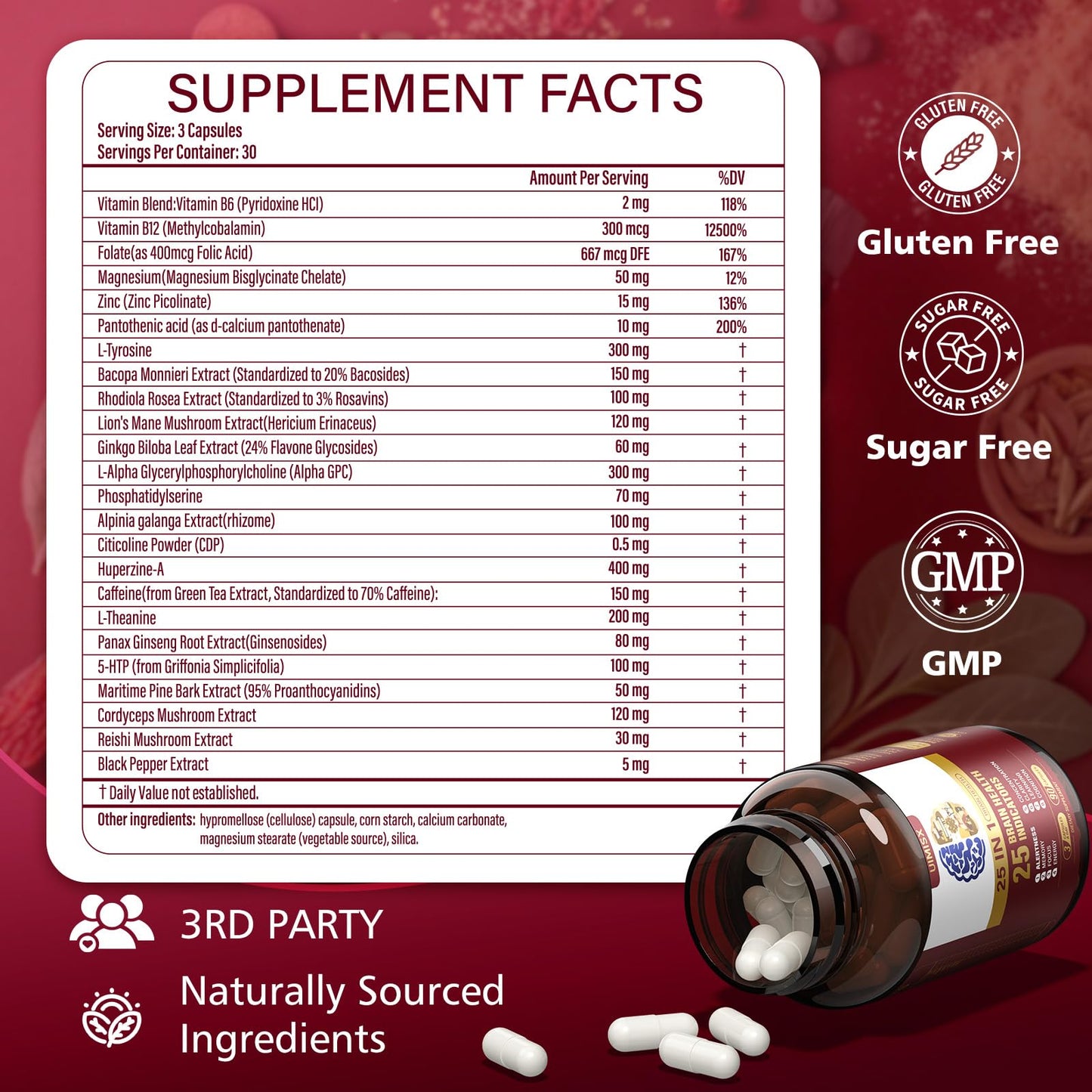 UIMISX Brain Supplement for Mental Alertness, Memory, Focus & Energy, Alpha GPC, Huperzine-A, L-Tyrosine, Phosphatidylserine, Vitamins B6 B12, High Absorption, 90 Capsules UIMISXBuy Supplements Australia