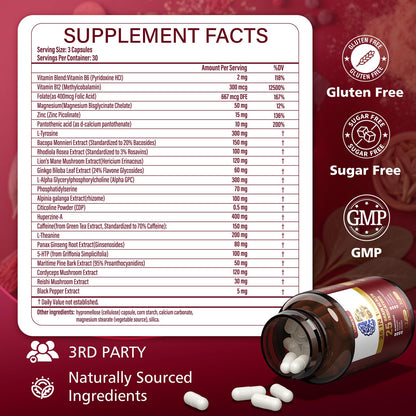 UIMISX Brain Supplement for Mental Alertness, Memory, Focus & Energy, Alpha GPC, Huperzine-A, L-Tyrosine, Phosphatidylserine, Vitamins B6 B12, High Absorption, 90 Capsules UIMISXBuy Supplements Australia