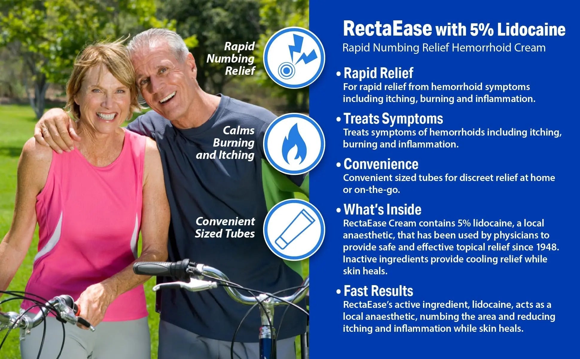 RectaEase (2 Pack) 5% Lidocaine Hemorrhoid Relief Cream 1 oz Tube, Anorectal Cream, Rapid Numbing Relief, Hemorrhoid Treatment from Itch and Burn RectaEaseBuy Supplements Australia