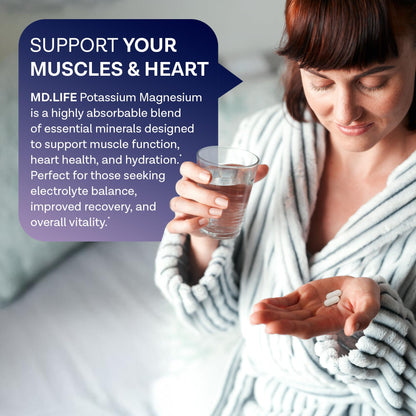 MD. Life Potassium Magnesium Supplement - 30 Capsules - High Absorption Magnesium Complex - Potassium Supplement to Support Vascular Health & Leg Cramp MD.LIFEBuy Supplements Australia