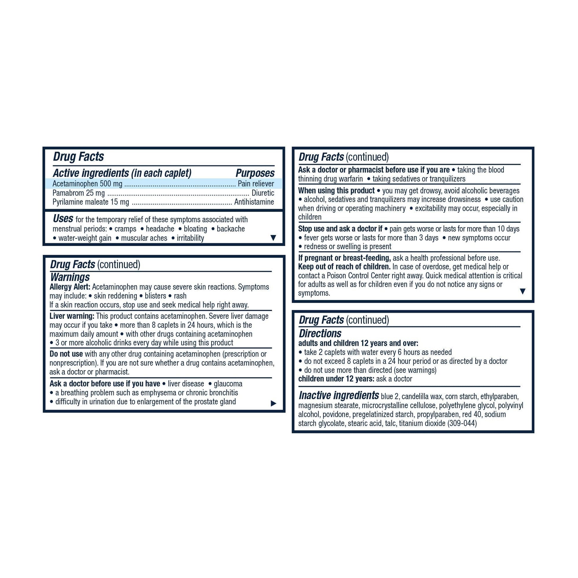 Pamprin Multi-Symptom Formula, with Acetaminophen, Menstrual Period Symptoms Relief including Cramps, Pain, Irritability and Bloating, 40 Caplets (Pack of 5) PamprinBuy Supplements Australia
