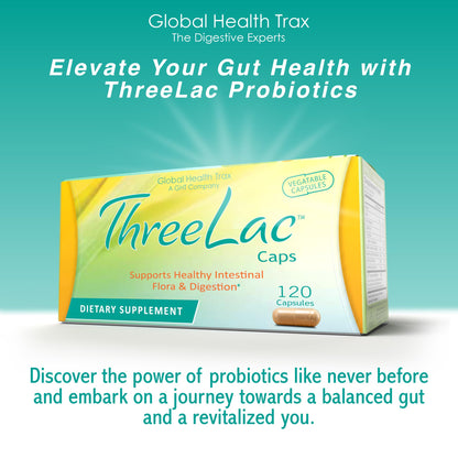 GHT - ThreeLac Probiotic Capsules, 240 Ct - Comprehensive Digestive Support for Men, Women, and Children - Immune System and Gut Balance, Non-GMO ght Global Health TraxBuy Supplements Australia