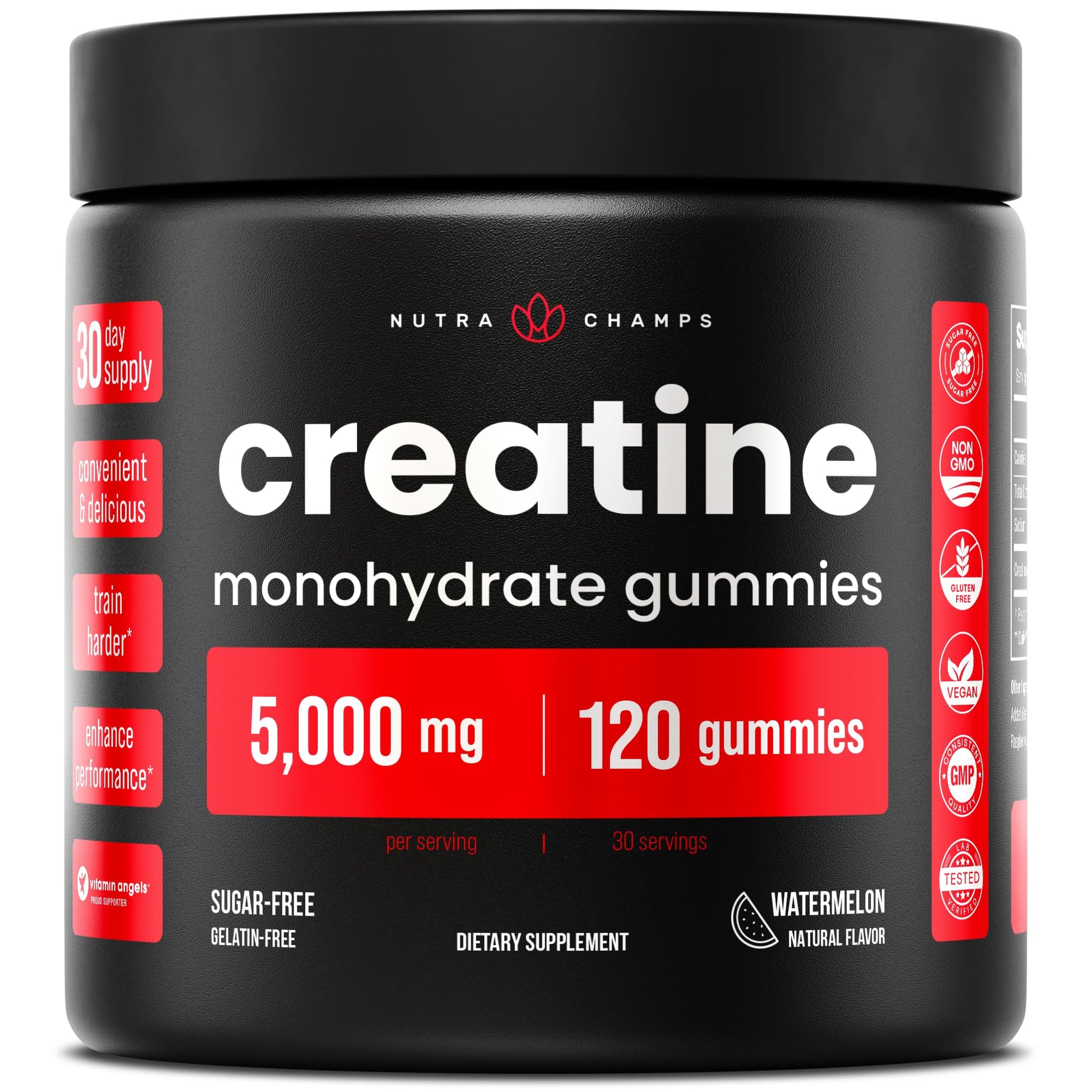 NutraChamps 120 Creatine Gummies for Men & Women - 5g Sugar Free Chewable Creatine Monohydrate Gummies - Supports Protein Synthesis, Muscle Recovery & Workout Performance NutraChampsBuy Supplements Australia
