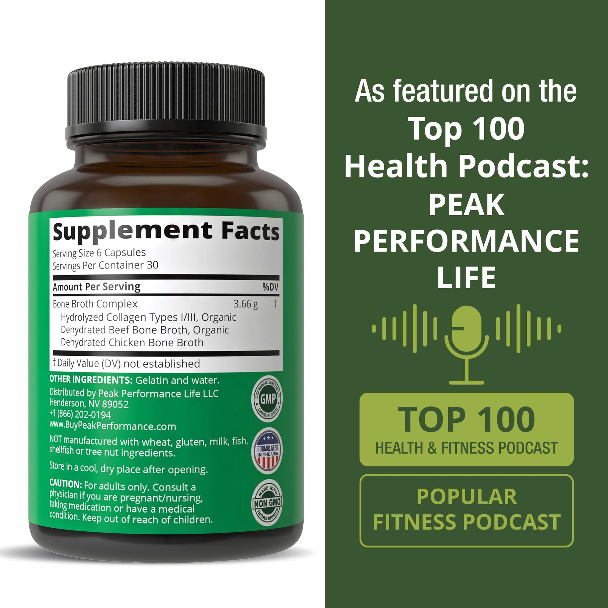 Bone Broth Collagen Capsules. 180 Pills of Grass Fed Bone Broth Collagen Protein Peptides. Contains All 3 Types 1, 2, and 3. Pure Pasture Raised Paleo Friendly Tablets for Women and Men Peak PerformanceBuy Supplements Australia