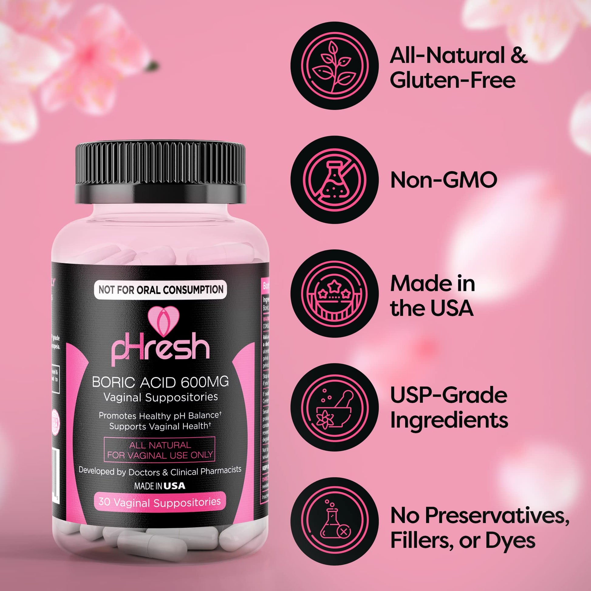 ACE NUTRITION pHresh Boric Acid Suppositories for Women, Suppositories for Odor Use, Natural Feminine Care Supports Vaginal Health & Promotes Healthy pH Balance - Made in USA ACE NUTRITIONBuy Supplements Australia