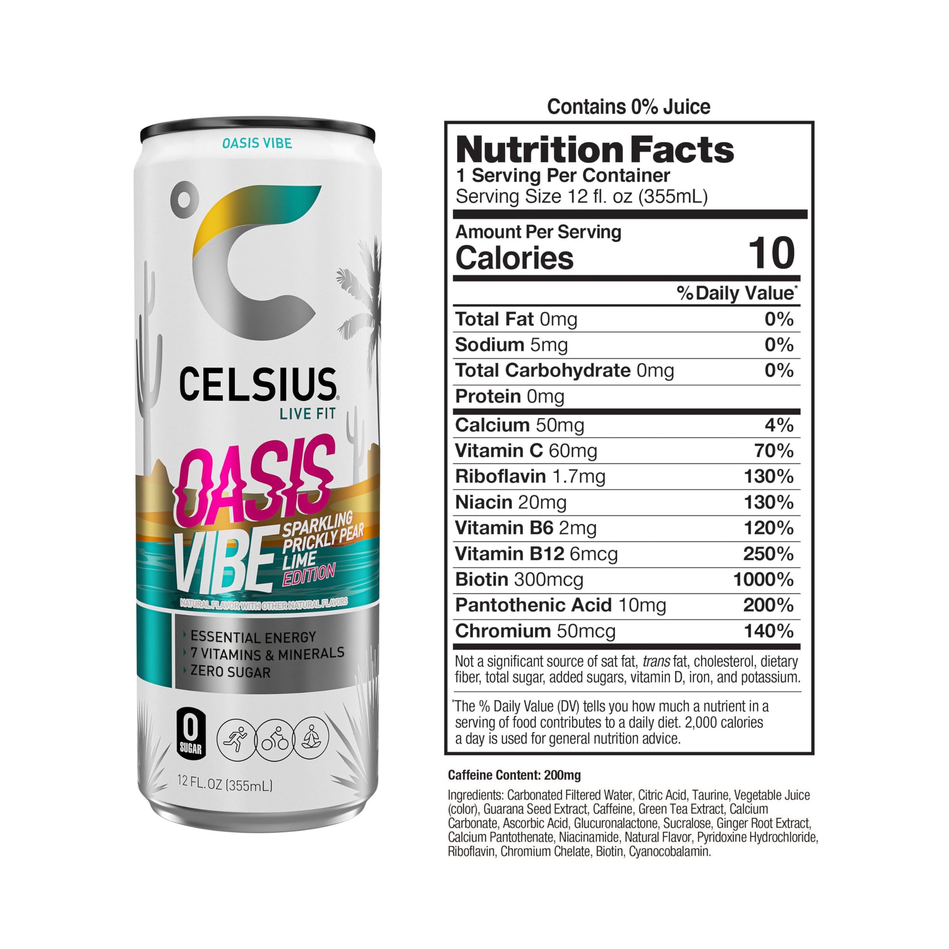 CELSIUS Sparkling Oasis Vibe, Functional Essential Energy Drink, 12 Fl Oz (Pack of 12) CELSIUSBuy Supplements Australia