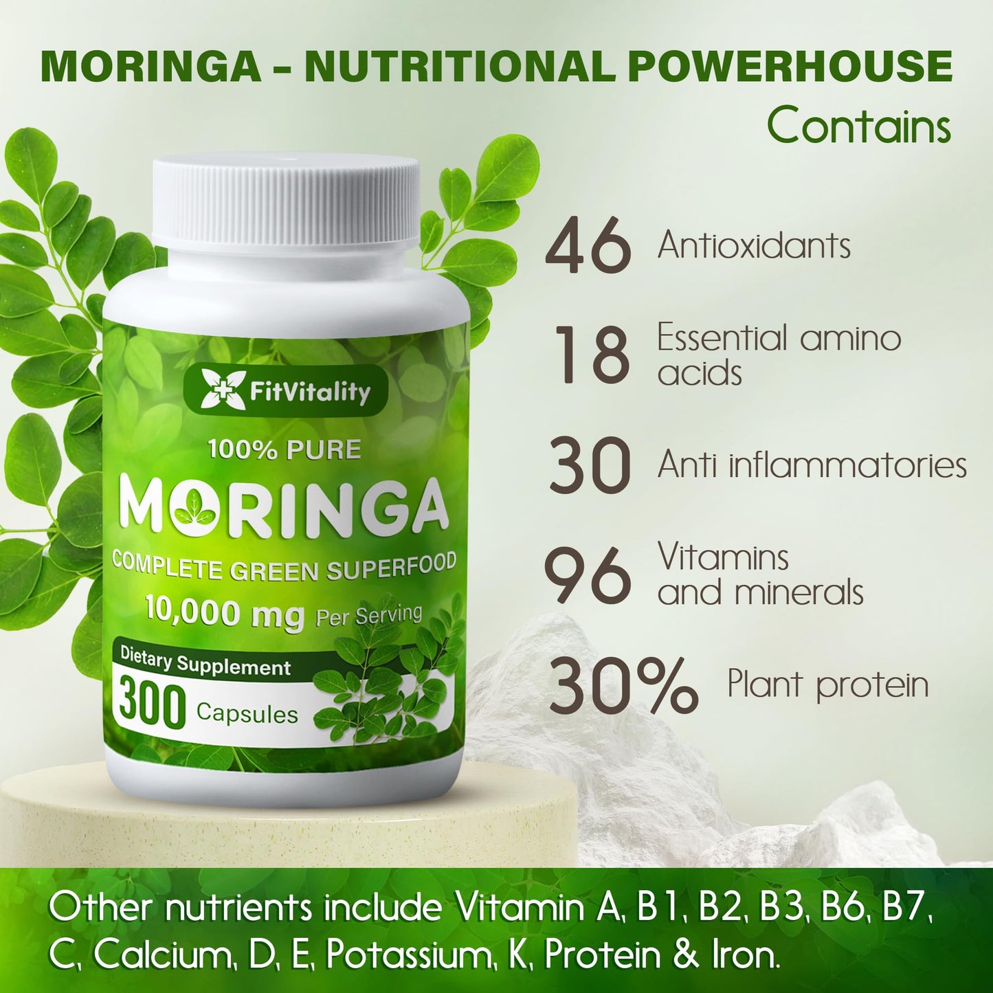 Moringa Capsules| Moringa Oleifera |10,000mg| 150 Capsules| 100% Pure| Non-GMO FitVitalityBuy Supplements Australia