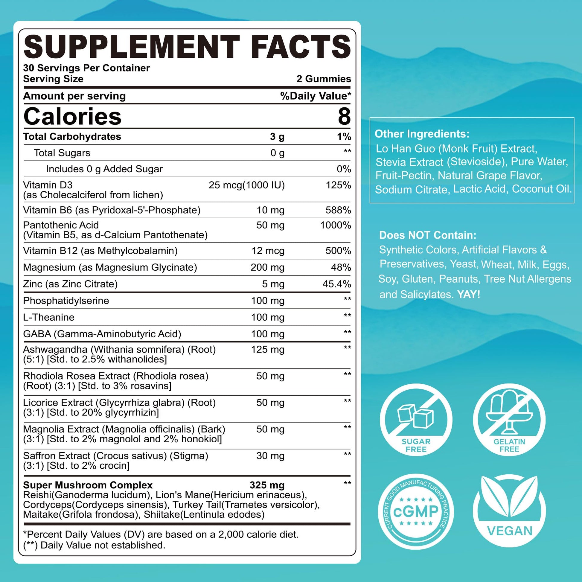 Cortisol Gummies for Women & Men, Sugar Free Cortisol Reducer Supplements w/ Magnesium, Ashwagandha, Mushroom, L-theanine, Rhodiola, Vitamin B6 B12 for Cortisol Detox, Relax, Sleep Support 2 Pack LILICAREBuy Supplements Australia