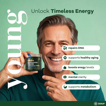 ZenUP NAD+ Supplement | 1100mg Liposomal Nicotinamide Riboside with Resveratrol & Quercetin | Anti-Aging, Cellular Energy, Mental Focus | 120 Caps ZenUPBuy Supplements Australia