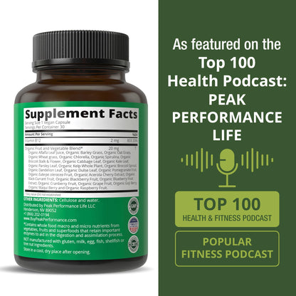 Methyl B12 Vitamin + Whole Food Blend of 25 Vegetables and Fruits for Max Absorption. Vegan Vitamin B12 Methylcobalamin - Methyl B-12 Supplement for Energy, Focus and Relief. 30 Day Supply Capsules Peak PerformanceBuy Supplements Australia