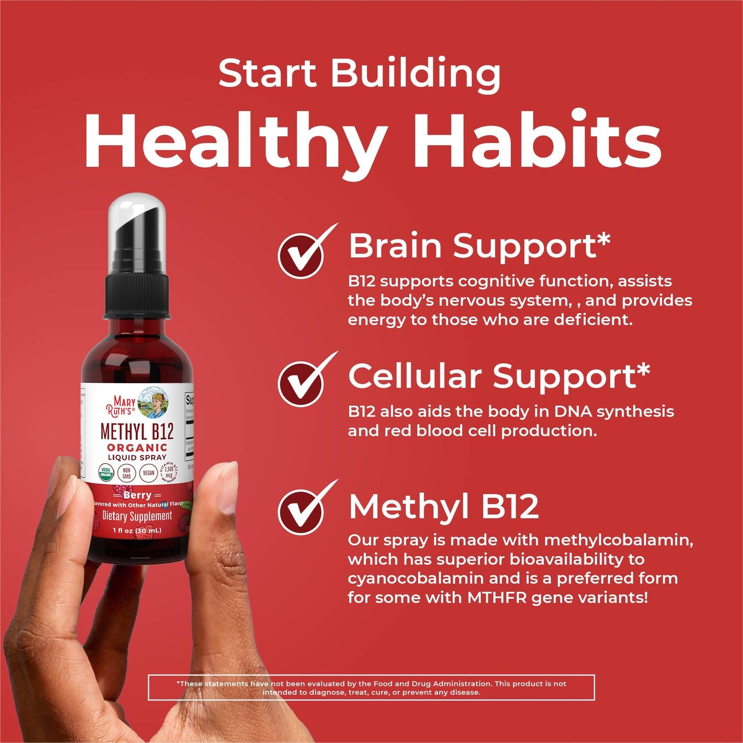 MaryRuth Organics Methyl B12 Spray | 1,500 mcg B12 Per Serving | Methylcobalamin | Energy Metabolism | Nervous System Support | Neuro Health | Vegan | Gluten Free | Sugar Free | 1 Fl Oz MARYRUTH'SBuy Supplements Australia