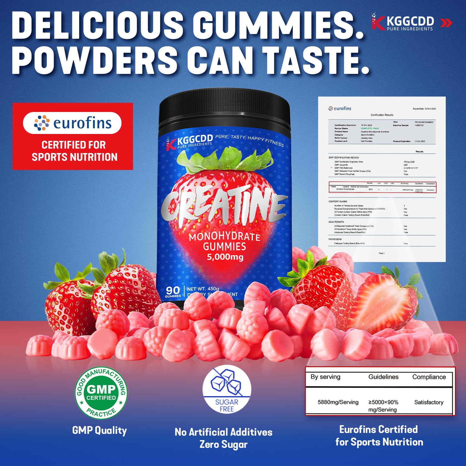 KGGCDD 99.99% Creatine Monohydrate Gummies for Men & Women, 5,000mg Tasty Creatine Gummies for Muscle Strength, Endurance, Recovery & Sugar Free, Gluten-Free, Vegan, Non-GMO, 90 Count KGGCDDBuy Supplements Australia