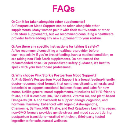 Pink Stork Postpartum Mood Support - Postnatal Hormone Balance for Women - Breastfeeding Friendly - Stress & Cognitive Support, New Mom Essentials - Ashwagandha, Chamomile, & Vitamin D, 60 Capsules Pink StorkBuy Supplements Australia