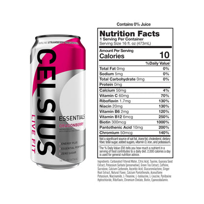 CELSIUS ESSENTIALS, Sparkling Dragonberry, Performance Energy Drink 16 Fl Oz CELSIUSBuy Supplements Australia