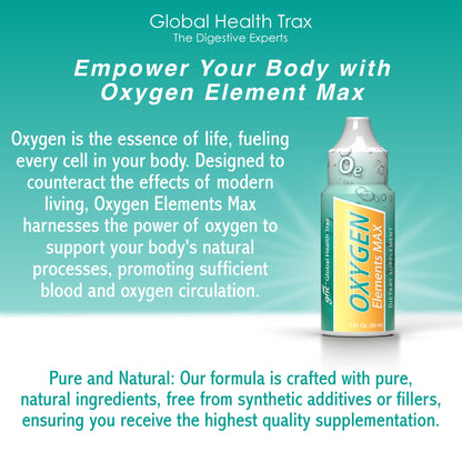 GHT Oxygen Elements Max Liquid Oxygen Drops in 1 Ounce Bottle, Portable Supplement - Bolster Endurance and Stamina, Cleanse Cells (3 Pack) ght Global Health TraxBuy Supplements Australia