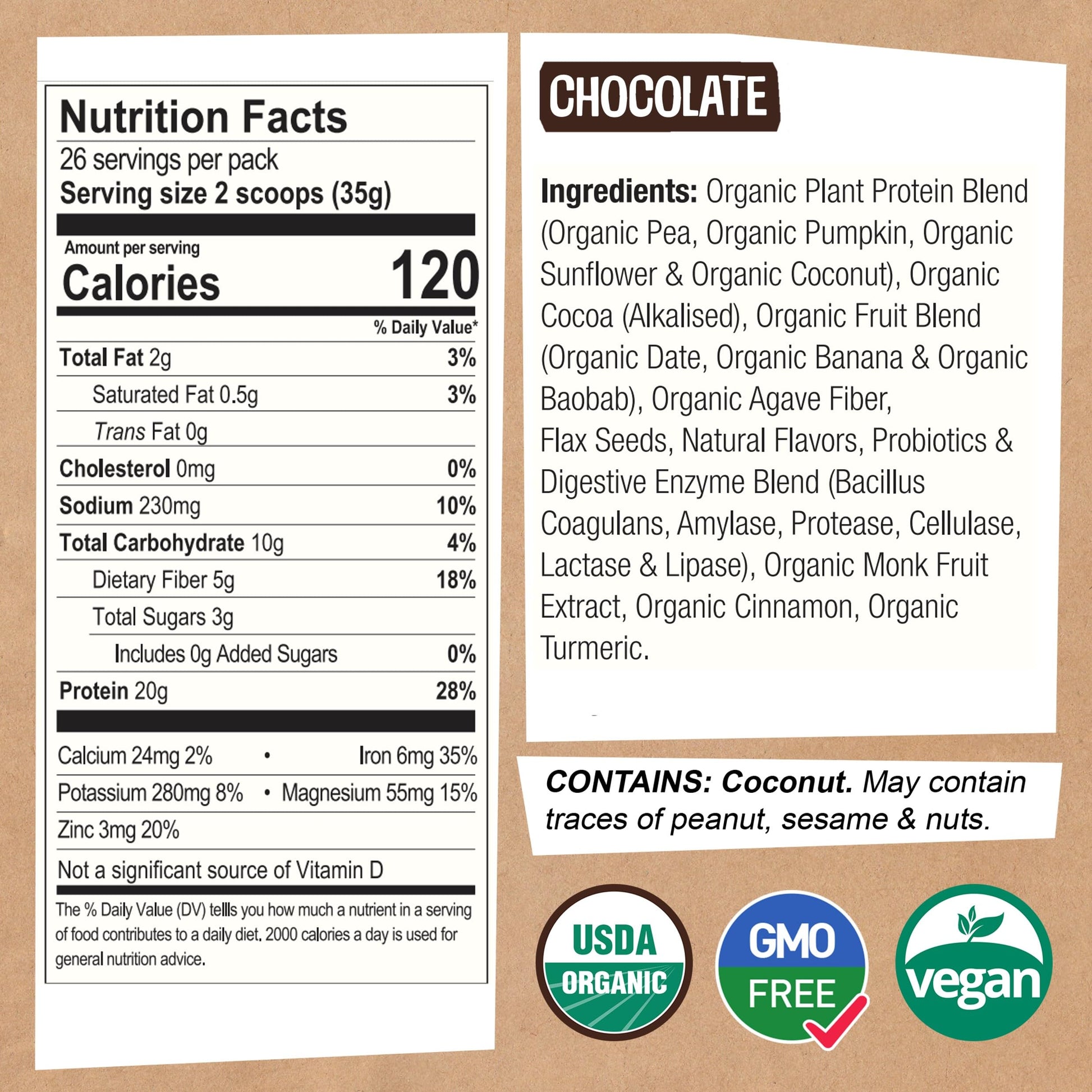 EarthChimp Organic Vegan Protein Powder - with Probiotics - Non GMO, Dairy Free EarthChimpBuy Supplements Australia