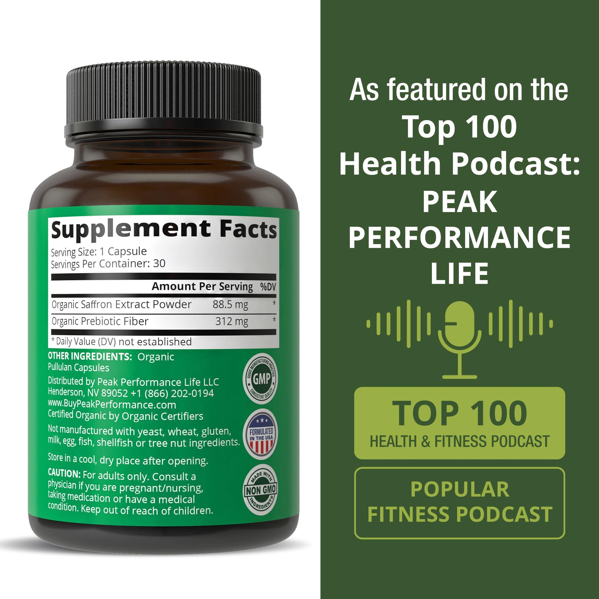 Saffron Supplements - USDA Organic Saffron Extract Capsules for Women, Men, and Kids. with Organic Prebiotic Fiber Instead of Filler. Pure and Natural for Mood, Brain, Focus, Cravings, PMS Peak PerformanceBuy Supplements Australia