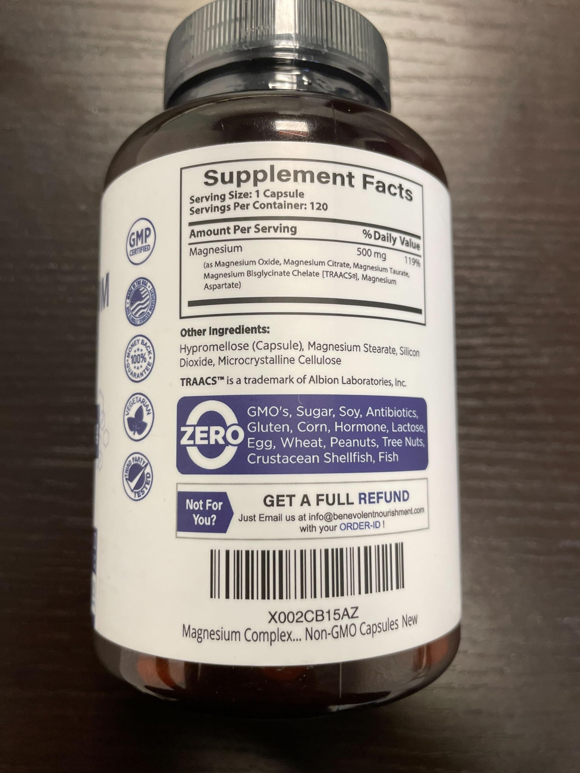 Magnesium Complex Supplement, 4 Month Supply of 500mg 5-in-1 Bisglycinate, Oxide, Taurate, Aspartate, Citrate, Max Absorption Magnesium Supplement for Calm, Sleep & Leg Cramps, 120 Capsule Benevolent Nourishment buy supplements Au