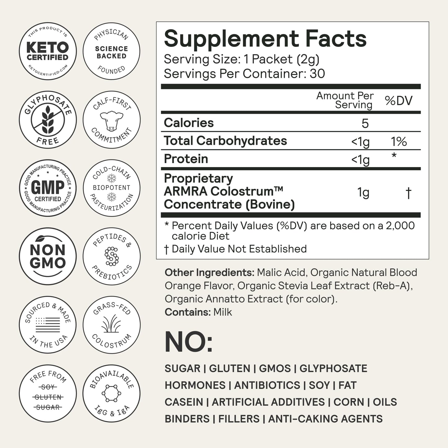 ARMRA Colostrum™ Premium Powder, Grass Fed, Gut Health Bloating Immunity Skin & Hair, Contains 400+ Bioactive Nutrients, Keto, Gluten & Fat Free (Blood Orange Bundle | 120 Servings) ARMRABuy Supplements Australia