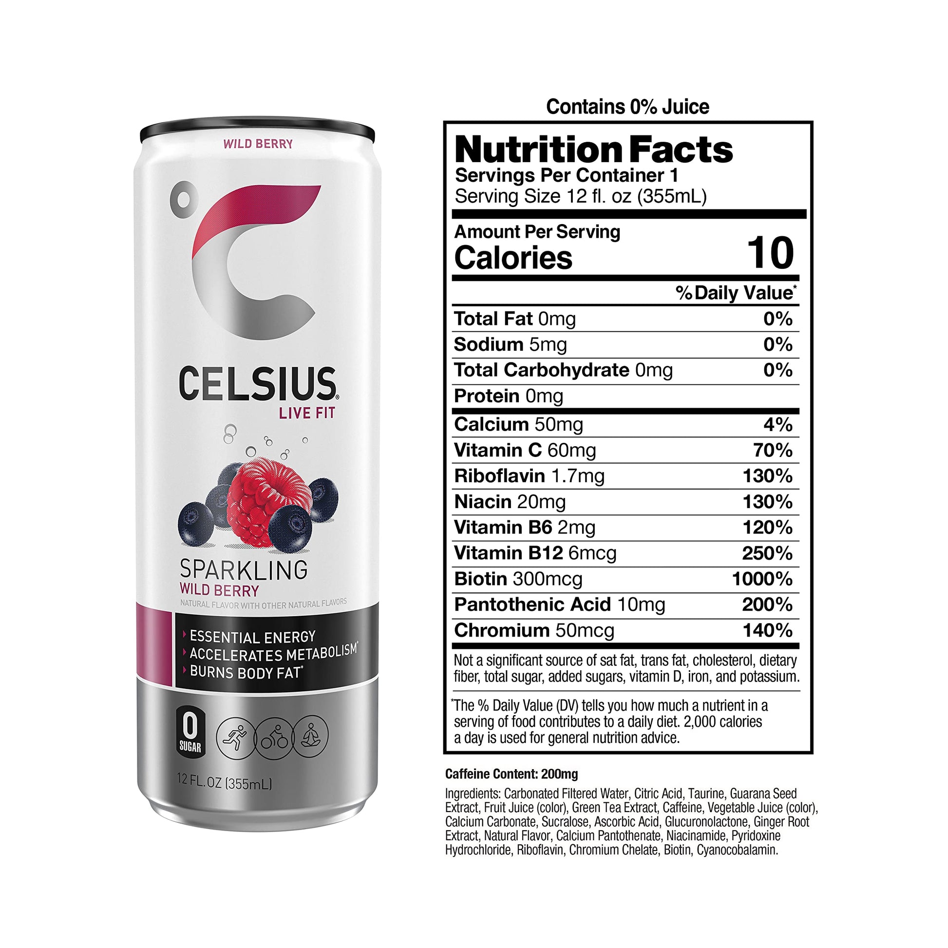 CELSIUS Sparkling Wild Berry, Functional Essential Energy Drink 12 Fl Oz (Pack of 12) CELSIUSBuy Supplements Australia