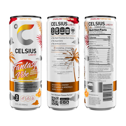CELSIUS Sparkling Fantasy Vibe, Functional Essential Energy Drink, 12 Fl Oz (Pack of 12) CELSIUSBuy Supplements Australia