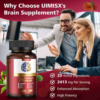 UIMISX Brain Supplement for Mental Alertness, Memory, Focus & Energy, Alpha GPC, Huperzine-A, L-Tyrosine, Phosphatidylserine, Vitamins B6 B12, High Absorption, 90 Capsules UIMISXBuy Supplements Australia