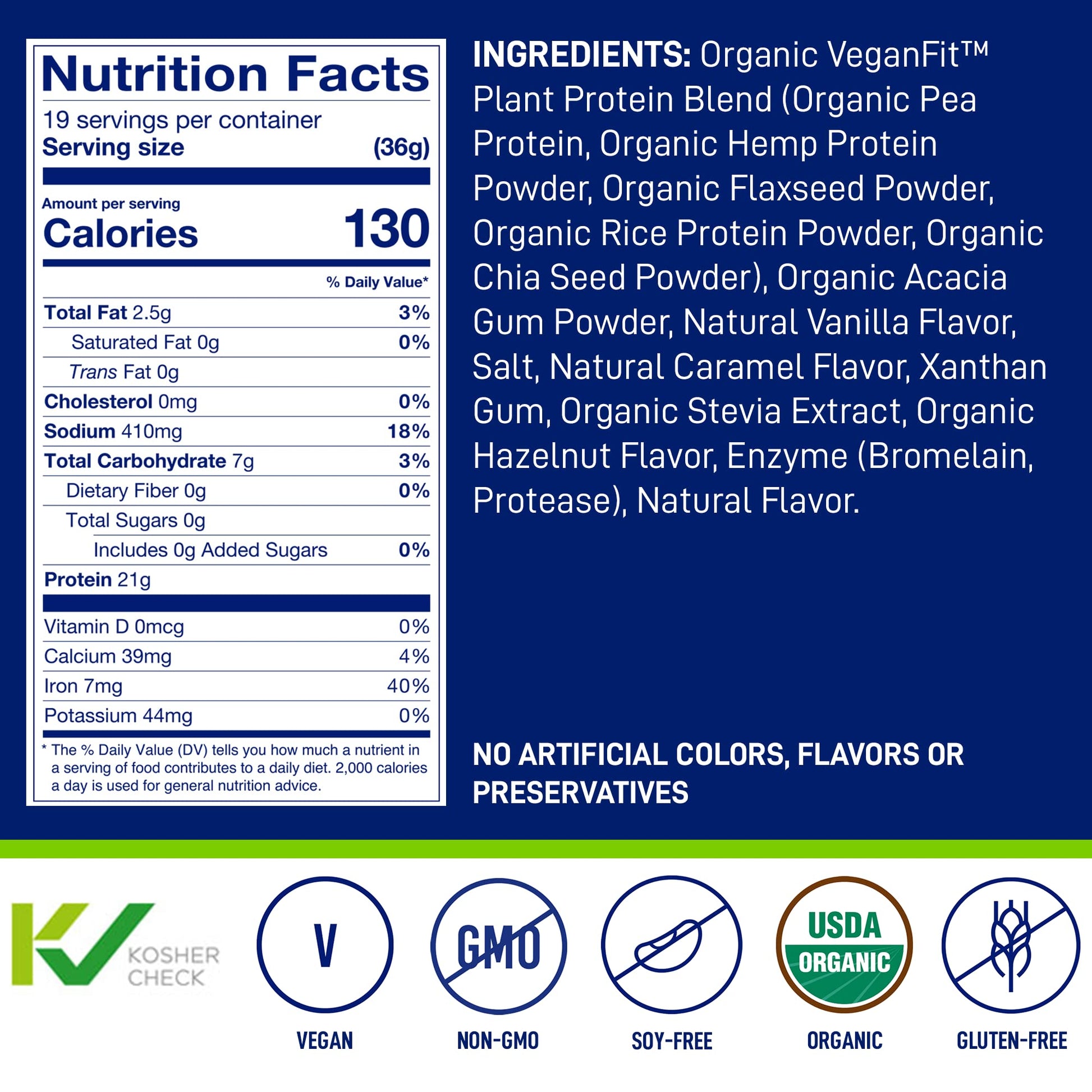 LeanFit Organic Plant-Based Protein, Natural Vanilla Flavor, 21g Vegan Protein, 19 Servings LeanFitBuy Supplements Australia