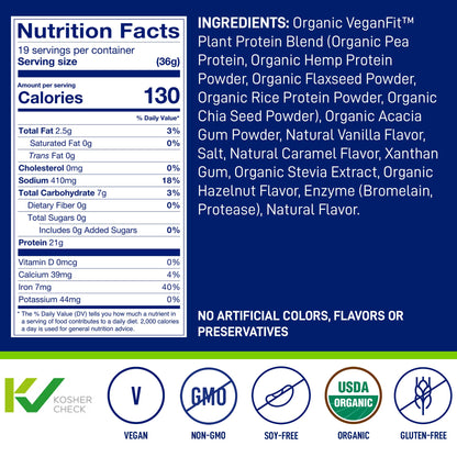 LeanFit Organic Plant-Based Protein, Natural Vanilla Flavor, 21g Vegan Protein, 19 Servings LeanFitBuy Supplements Australia