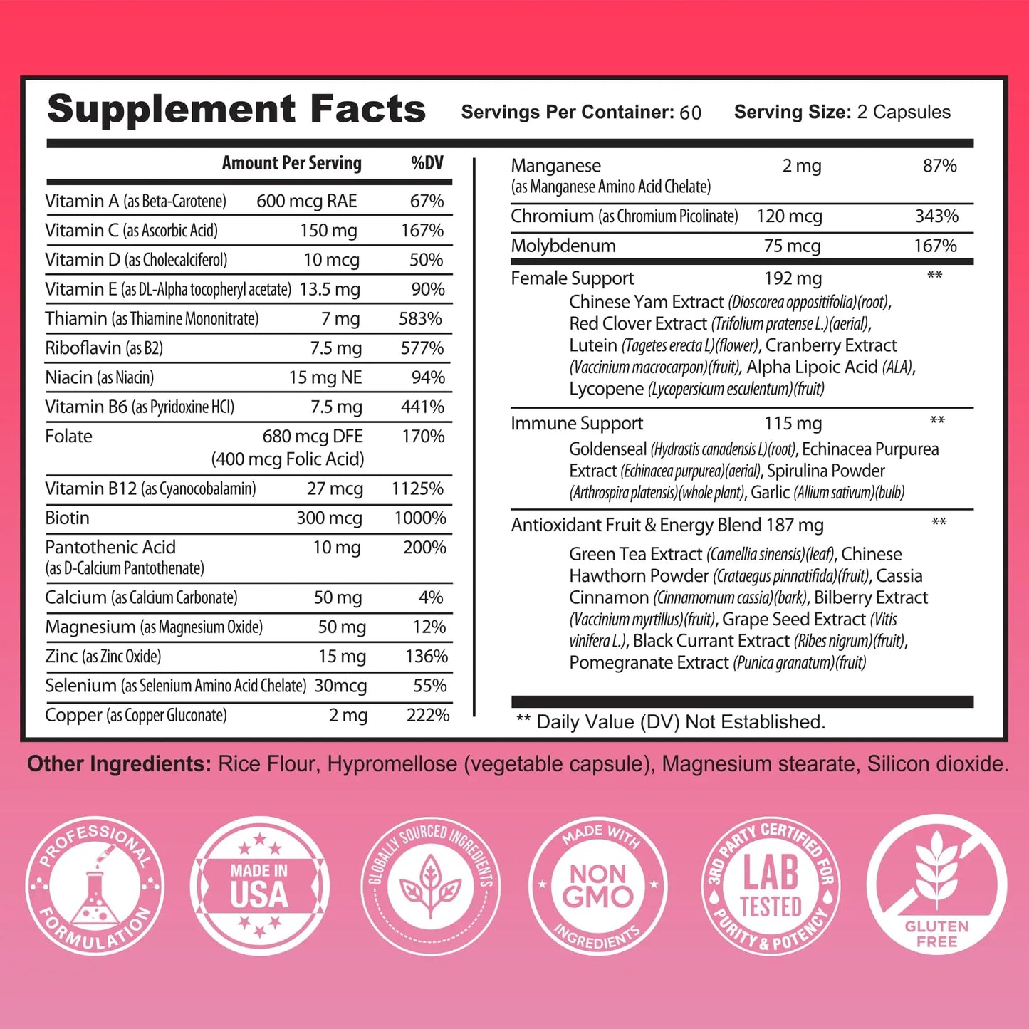 Multivitamin for Women - Supplement for Energy, Immunity, & Female Support - Daily Vitamins for Women with Biotin, Calcium, Magnesium Benevolent NourishmentBuy Supplements Australia
