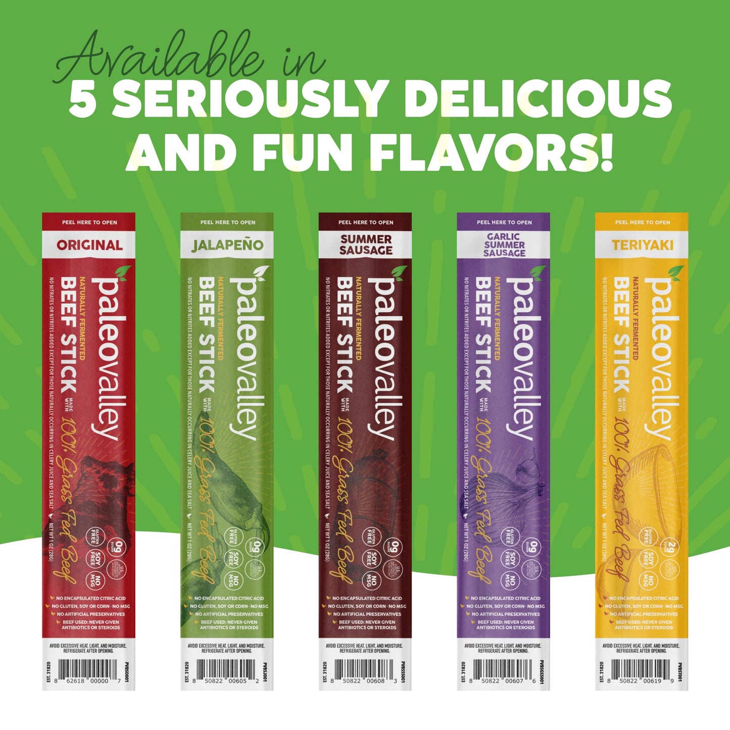 Paleovalley 100% Grass Fed Beef Sticks - Delicious Gluten Free Beef Snack - High Protein Keto Friendly, 40 Count Variety Pack PaleovalleyBuy Supplements Australia