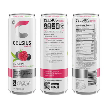 CELSIUS Raspberry Acai Green Tea, Functional Essential Energy Drink 12 Fl Oz (Pack of 12) Packaging may vary CELSIUSBuy Supplements Australia