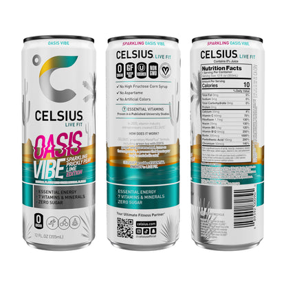 CELSIUS Sparkling Oasis Vibe, Functional Essential Energy Drink, 12 Fl Oz (Pack of 12) CELSIUSBuy Supplements Australia