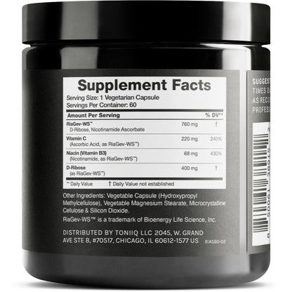 Toniiq Ultra High Potency 1400mg NAD Supplement - NAD+ Nicotinamide B3 Blend with D-Ribose, Niacin -with RiaGev - 3rd Party Tested ToniiqBuy Supplements Australia