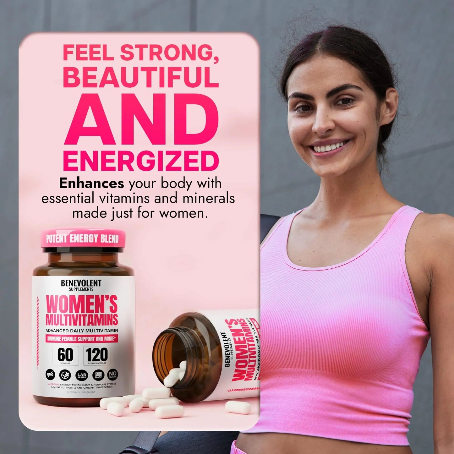 Multivitamin for Women - Supplement for Energy, Immunity, & Female Support - Daily Vitamins for Women with Biotin, Calcium, Magnesium Benevolent Nourishment