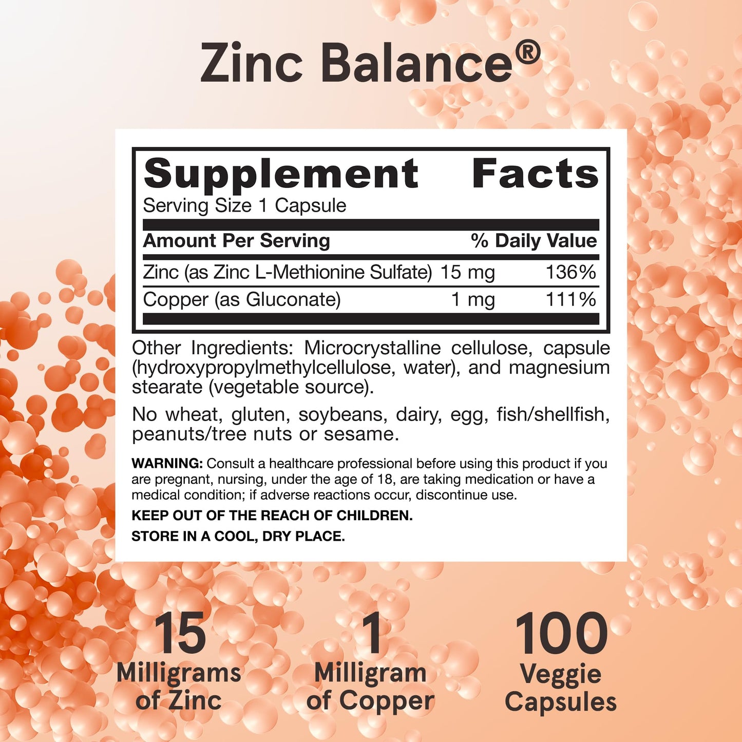 Jarrow Formulas Zinc Balance 15 mg - 100 Servings (Veggie Caps) - Zinc with Copper - Essential Minerals for Immune System Support - Immune Support Supplement - Gluten Free Copper Supplement, Vegan Jarrow FormulasBuy Supplements Australia