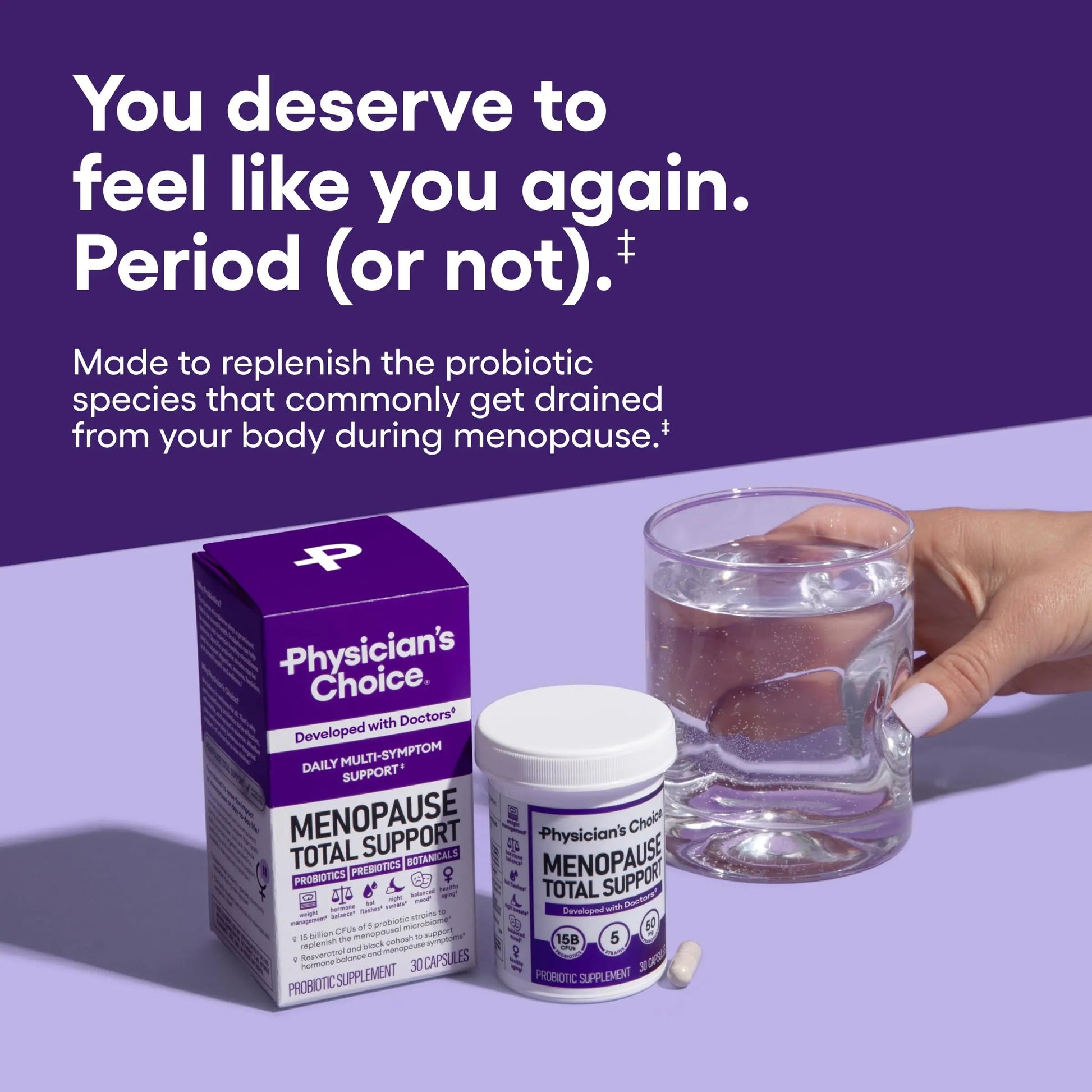 Physician's CHOICE Menopause Probiotic Supplement for Women - Supports Hormone Balance, Hot Flashes, Night Sweats, Weight Management, Bloating & Gut Health - with Black Cohosh, Resveratrol+ - 45ct Physician's CHOICE buy supplements Au