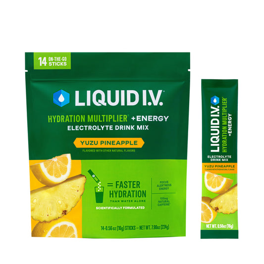 Liquid I.V.® Hydration Multiplier +Energy - Yuzu Pineapple | Electrolyte Powder Drink Mix | 1 Pack (14 Servings) Liquid I.V.Buy Supplements Australia