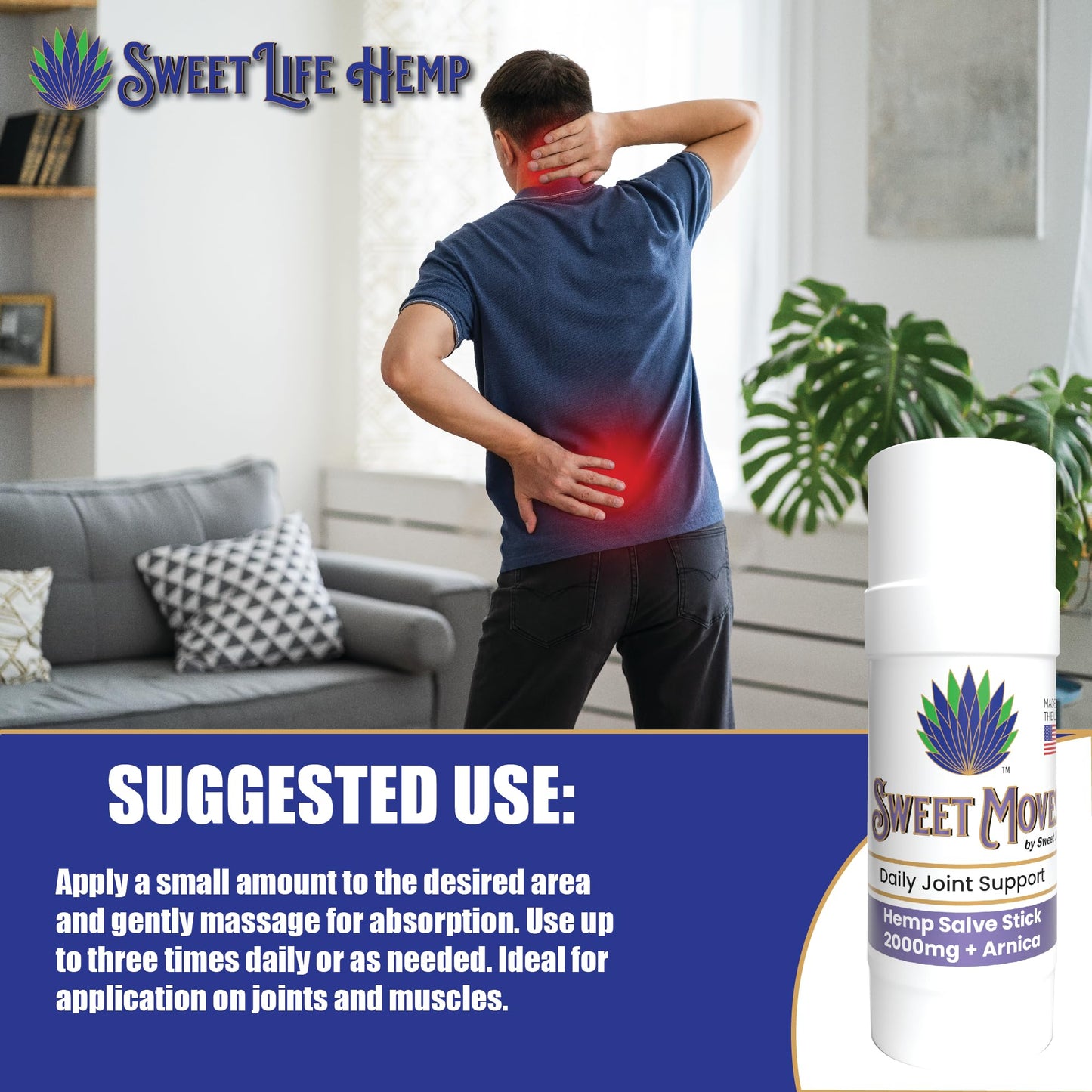 Sweet Life | Hemp Salve Stick | 2000mg | Small Business | Organic | Body Balm | Muscle Comfort Sweet LifeBuy Supplements Australia