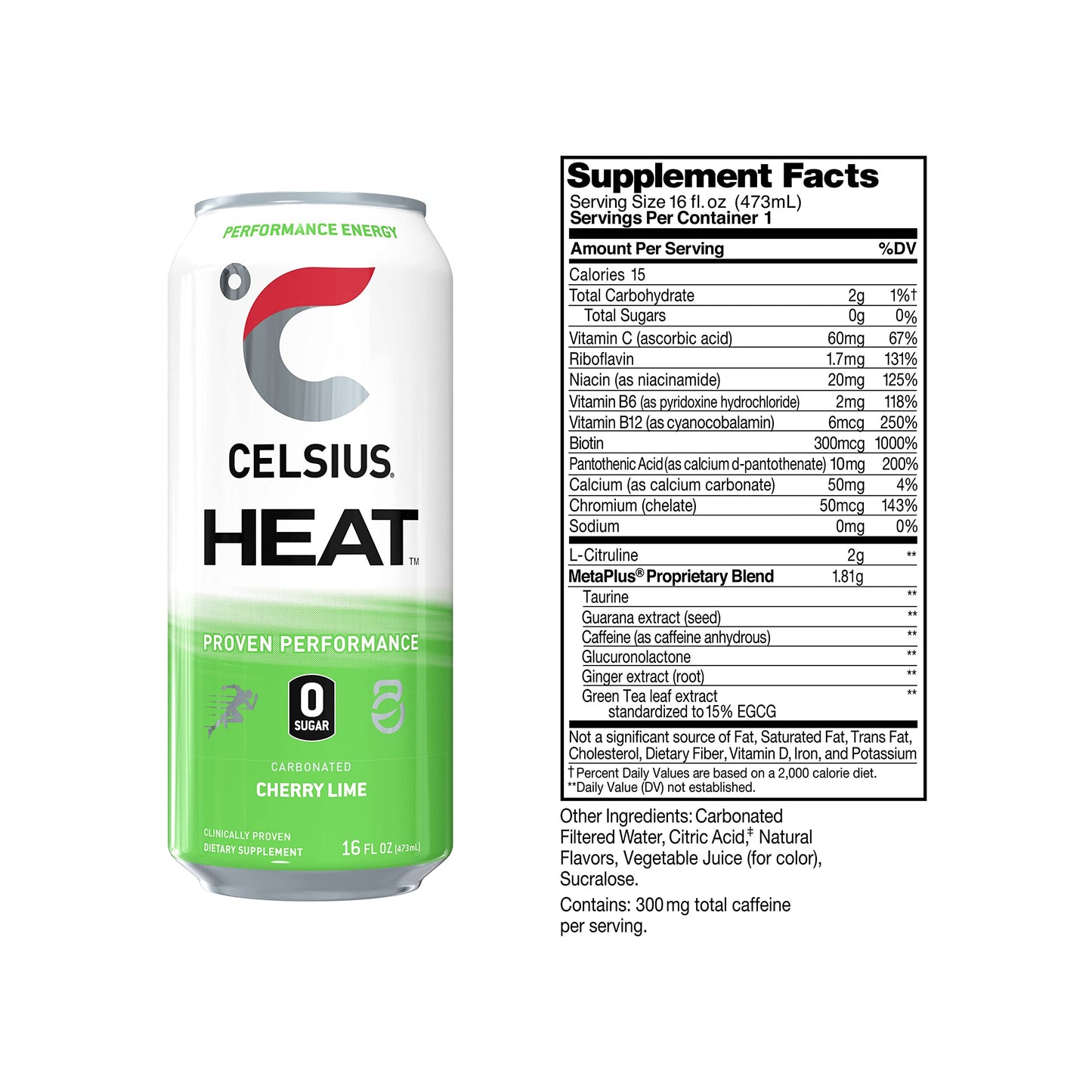 CELSIUS HEAT Performance Energy Drink, Cherry Lime, 16 Fl Oz (Pack of 12) CELSIUSBuy Supplements Australia