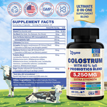 Zoyava Sea Moss 16-in-1 Blend 19,445 MG (60 Caps) and Colostrum 8-in-1 5,250 MG ZoyavaBuy Supplements Australia