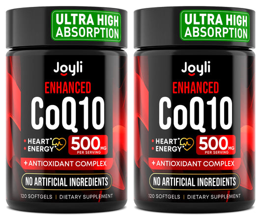 JOYLI Nutrition 2 Pack CoQ10 500mg - High Absorption Coenzyme Q10 Supplement - Co Q 10 for Energy & Vitality - Alternative to CoQ10 400mg & 300mg - 240 Softgels JOYLI NutritionBuy Supplements Australia