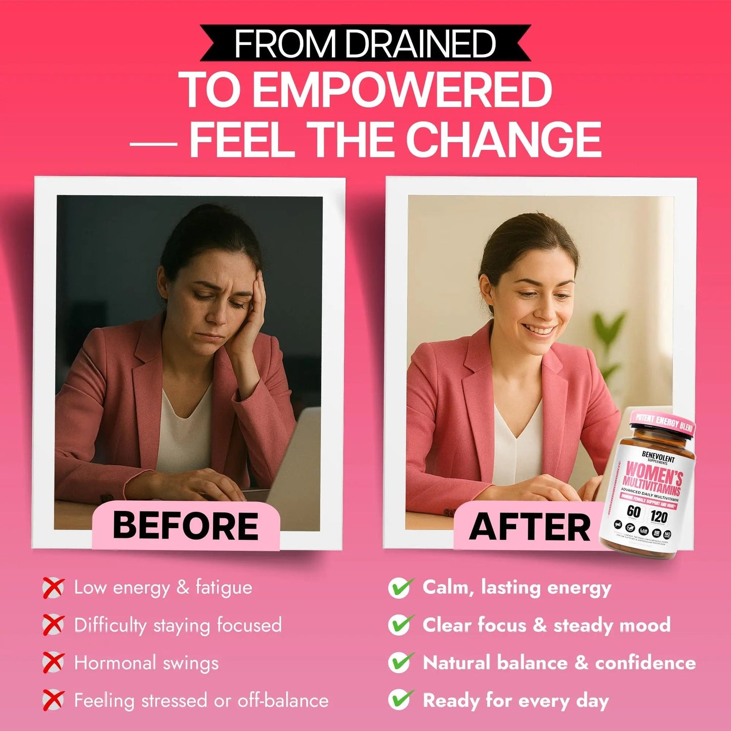 Multivitamin for Women - Supplement for Energy, Immunity, & Female Support - Daily Vitamins for Women with Biotin, Calcium, Magnesium Benevolent Nourishment