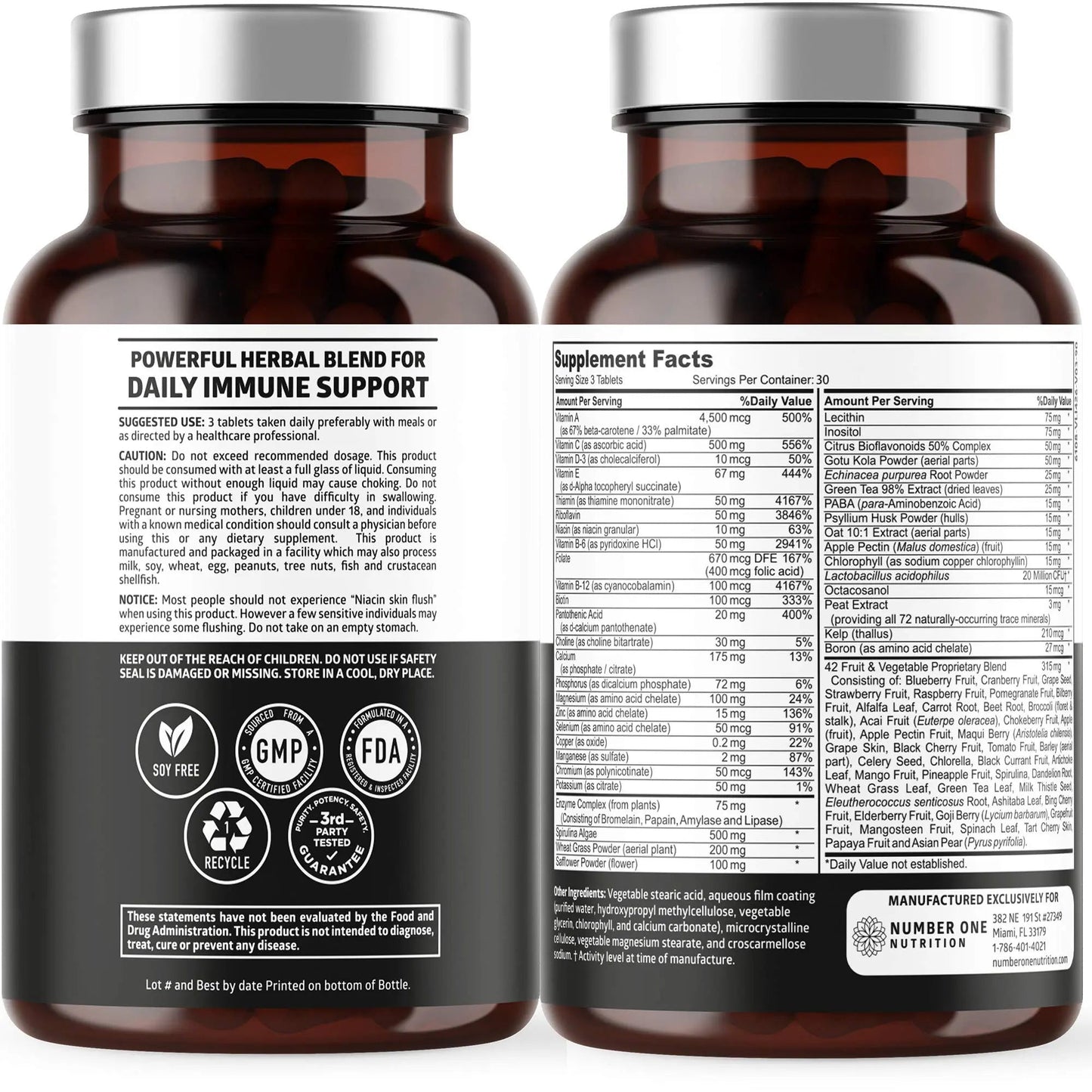 N1N Premium Plant Based Multivitamin [42 Powerful Ingredients] Men & Women Daily Multivitamins with Raw Veggies and Fruits, Probiotics Number One Nutrition